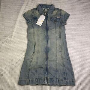 NWT Calvin Klein Denim Jean Dress Girl's Sz Medium (8/10) Zip Up Y2K Clean Girl